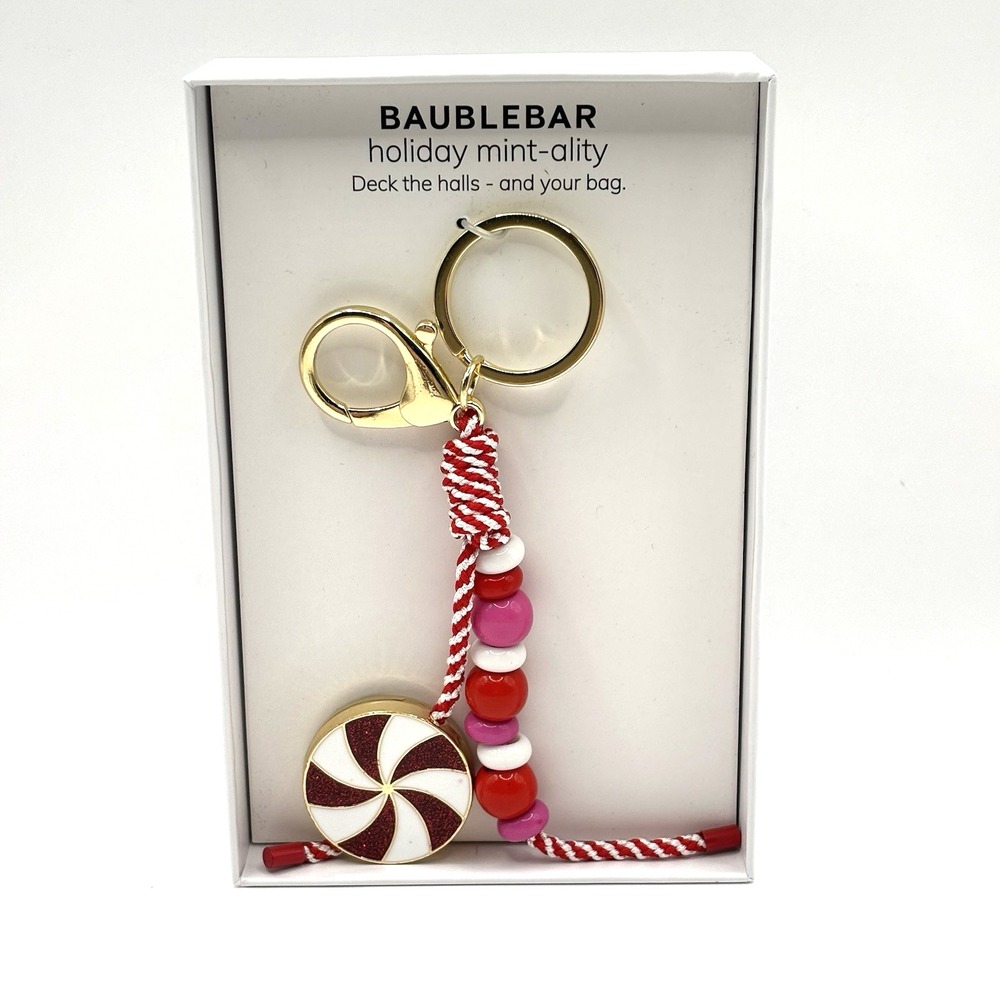 Baublebar‎ holiday Mint-ality Peppermint Bag Charm NIB